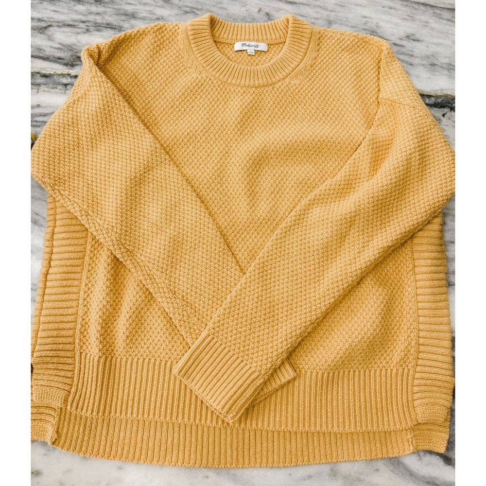 Madewell Mustard Yellow Long-Sleeve Crewneck Sweater Sz Small EUC Classic Prep